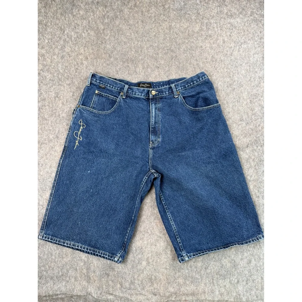 Sean John Vintage Mens Denim Carpenter Shorts Blue Baggy Y2K Size 40